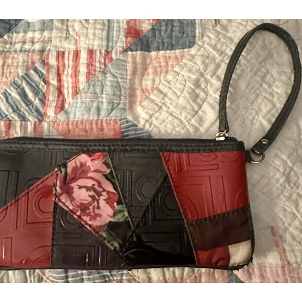 Rare Liz Claiborne Wristlet Leather Patchwork Vintage Y2K Boho